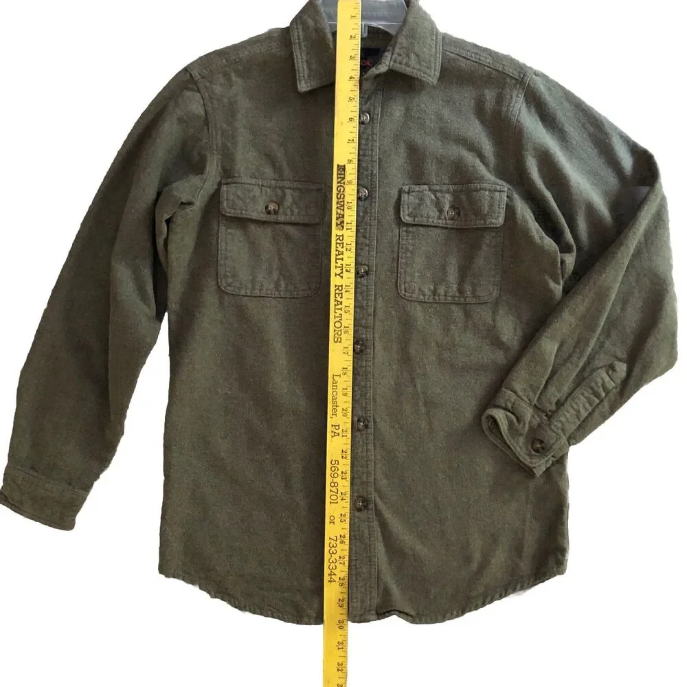 Stoic Hemlock Chamois Shirt Mens Size S Olive Heavy Flannel Outdoor Shacket